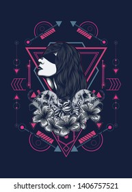 A Gothic women with sacred geometry pattern