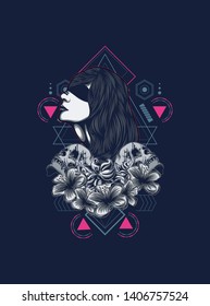 A Gothic women with sacred geometry pattern