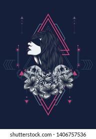 A Gothic women with sacred geometry pattern