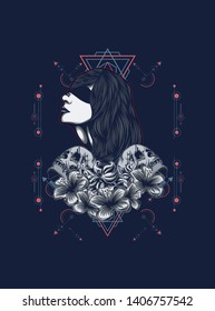A Gothic women with sacred geometry pattern