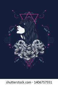A Gothic women with sacred geometry pattern