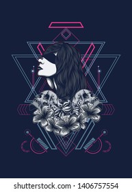 A Gothic women with sacred geometry pattern