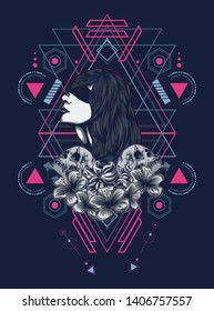 A Gothic women with sacred geometry pattern