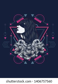 A Gothic women with sacred geometry pattern