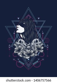 A Gothic women with sacred geometry pattern