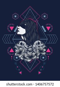 A Gothic women with sacred geometry pattern