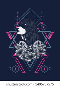 A Gothic women with sacred geometry pattern