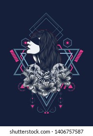 A Gothic women with sacred geometry pattern