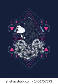 A Gothic women with sacred geometry pattern
