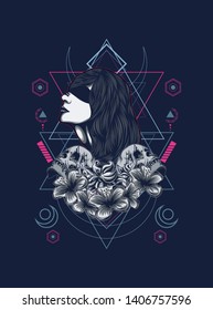 A Gothic women with sacred geometry pattern