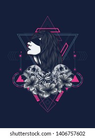 A Gothic women with sacred geometry pattern