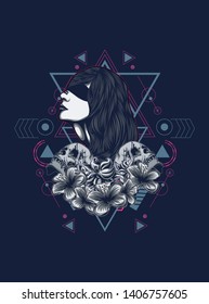 A Gothic women with sacred geometry pattern