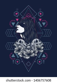 A Gothic women with sacred geometry pattern
