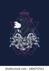 A Gothic women with sacred geometry pattern