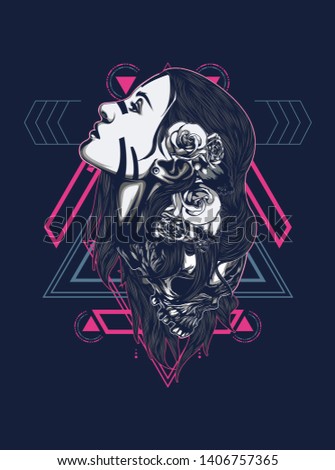 A Gothic women with sacred geometry pattern