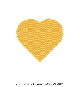 Gothic yellow heart with grunge texture and halftone gradient. Y2K Gradient dot gothcore style. Flat vector illustration isolated on white background.