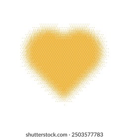 Gothic yellow heart with grunge texture and halftone gradient. Y2K Gradient dot gothcore style. Flat vector illustration isolated on white background.