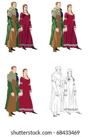 Gothic_formal_dress_2 Medieval formal wear such as used for receptions and an audience with the king.