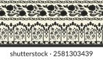 Gothic-inspired geometric tracery interwoven with delicate floral filigree for dramatic wallpapers, luxurious gift wraps, and ornate textiles.