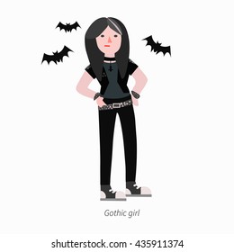 Gotic girl.Vector flat illustration