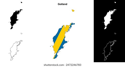 Gotland county blank outline map set