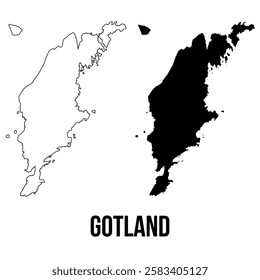 Gotland Island map outline and black silhouette vector