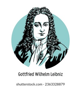 Gottfried Wilhelm Leibniz - German philosopher, mathematician, mechanic, physicist, lawyer, historian. Hand-drawn vector illustration.