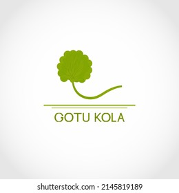 Gotu kola. Centella asiatica. Vector logo. Green leaf and stem. The emblem.