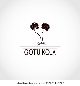 Gotu kola grass. Centella asiatica. Medicinal plant. Logo, icon, emblem. 