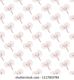Gotu kola. Leaves, stem. Background, wallpaper, seamless. Sketch. Monochrome. Can be used for fabric, postcards. On a white background.