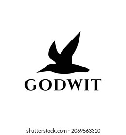 Gotwit bird in white background, flat minimalist vector logo design