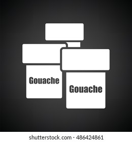 Gouache can icon. Black background with white. Vector illustration.