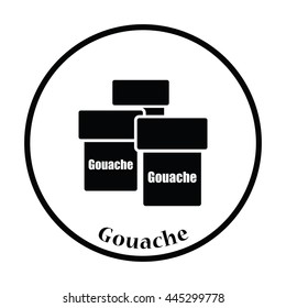 Gouache can icon. Thin circle design. Vector illustration.