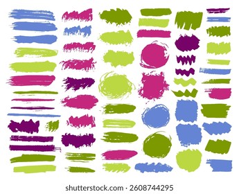 Gouache distorted brush stroke mega group. Freehand inkblot streak artistic elements. Blob stain web sticker imprint set. Brushstroke oil blots drawing.