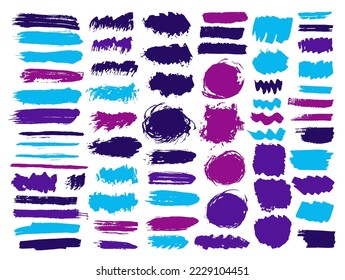 Colección vectorial de pincel seco Gouache. Los elementos abstractos de manchas de tinta aisladas se extienden. Paquete de impresión de etiquetas web de puntos de chapa. Diseño de salpicaduras de aceite de pincel.