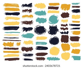 Gouache dust daub mega collection. Hand drawn inkblot streak whimsical elements. Speck paintbrush web banner stamp set. Brush stroke ink spots drawing.