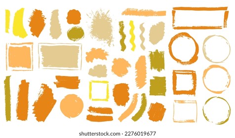 Gouache dye pincel de pincel mega set. Formas coloridas aisladas de cuadros de borde. Colección de silueta de etiqueta de venta de salpicaduras de tinta. Diseño de salpicaduras de aceite de pincel.