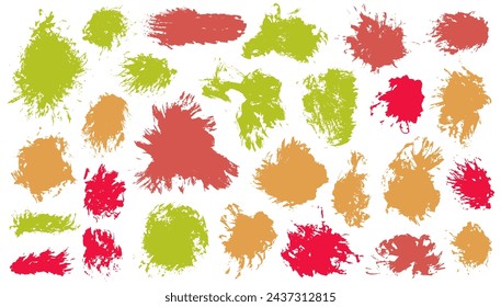 Gouache graffiti brush stroke mega group. Isolated smudge blotch decorative shapes. Smudge splash sale label backdrop set. Brushstroke paint splashes drawing.