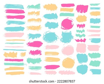 Gouache mud brushstroke vector collection. Isolated inkblot streak swash elements. Drip splash textured label backdrop set. Brush stroke paint stains drawing.