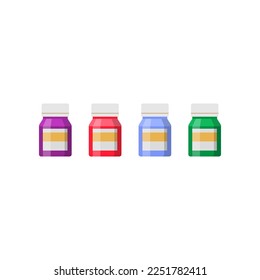 Gouache paint for artists cartoon illustration. Gouache paint for drawing on white background, painter supply. Art, stationery concept