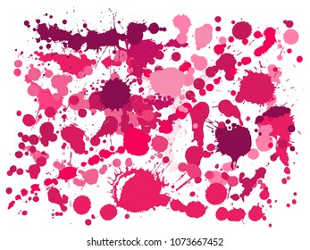 Gouache paint stains grunge background vector. Rusty ink splatter, spray blots, dirt spot elements, wall graffiti. Watercolor paint splashes pattern, smear liquid splats stains background.