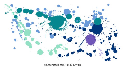 Gouache paint stains grunge background vector. Scribble ink splatter, spray blots, dirt spot elements, wall graffiti. Watercolor paint splashes pattern, smear liquid stains spots background.