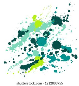 Gouache paint stains grunge background vector. Abstract ink splatter, spray blots, dirt spot elements, wall graffiti. Watercolor paint splashes pattern, smear liquid splats stains background.