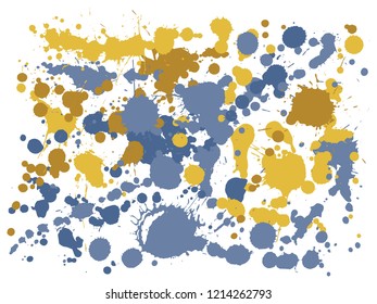 Gouache paint stains grunge background vector. Trendy ink splatter, spray blots, dirty spot elements, wall graffiti. Watercolor paint splashes pattern, smear liquid stains spots background.