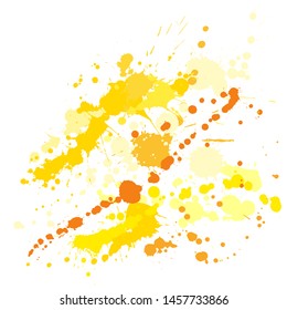 Gouache paint stains grunge background vector. Graphic ink splatter, spray blots, mud spot elements, wall graffiti. Watercolor paint splashes pattern, smear liquid stains spots background.