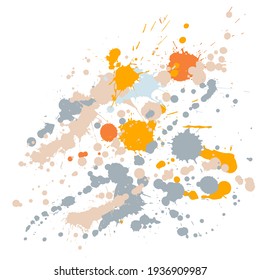 Gouache paint stains grunge background vector. Artistic ink splatter, spray blots, mud spot elements, wall graffiti. Watercolor paint splashes pattern, smear fluid stains spots backdrop.