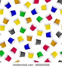 Gouache lackiert in Gläsern. Nahtloses Muster. Objekte auf weißem Hintergrund. Vektorgrafik.