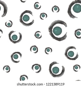 Gouache Seamless pattern is black and green colors. Vector. Perfect for your design.
