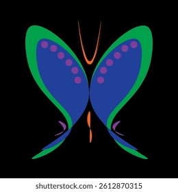  Gouache technique. Multi-colored butterflies.  Vector illustration.