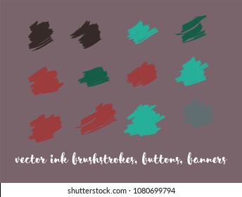 Gouache Vector Painted Backgrounds. Bright Colored Brushstrokes, Graffiti Textures Set. Artistic Children Button Collection. Grunge Dirty Vector Painted Backgrounds. Paintbrush Smeared Borders